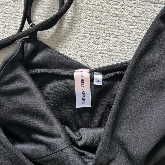 Sunset + Spring Ruffled Crossover Mini Dress - Black - Picture 3 of 4